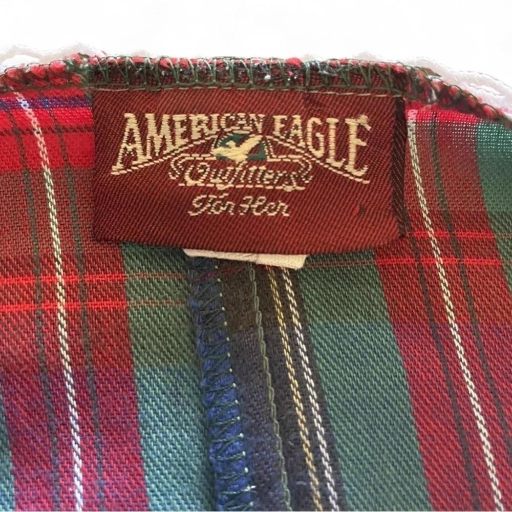 Vintage 90s American Eagle Flannel Nightgown Sleep XS Plaid Cottagecore Cozy - Picture 5 of 6